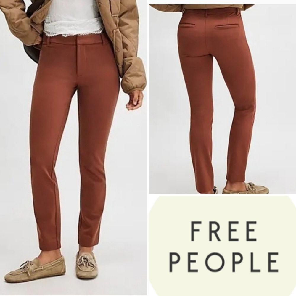 NWOT Free People The Molly Slim Pant, Brown,  28" Inseam